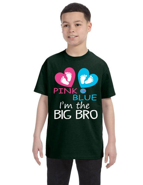 Kids Youth T Shirt Pink Or Blue Im The Big Bro New Brother Reveal Tee