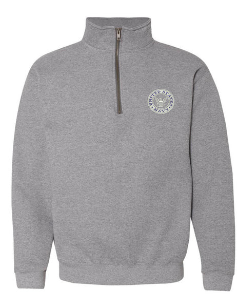 Adult Zip Collar Sweatshirt US Navy Embroidered USA Army Soldier Gift