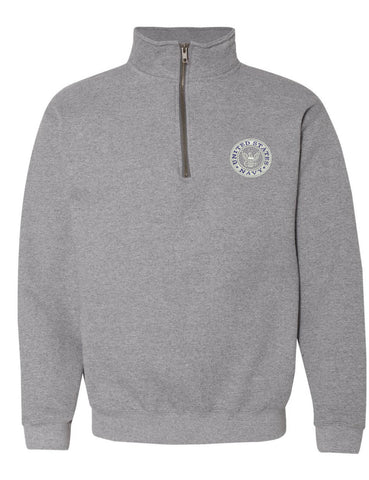 Adult Zip Collar Sweatshirt US Navy Embroidered USA Army Soldier Gift
