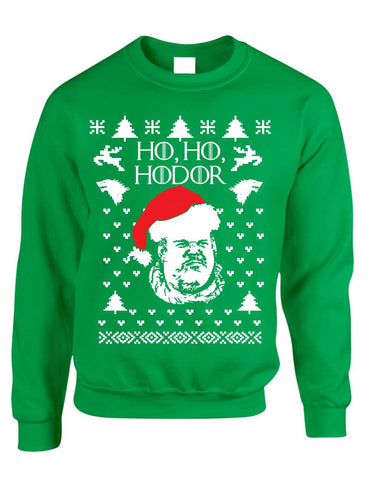 Adult Crewneck Sweatshirt Ho Ho Hodor Ugly Christmas Sweater - ALLNTRENDSHOP - 1