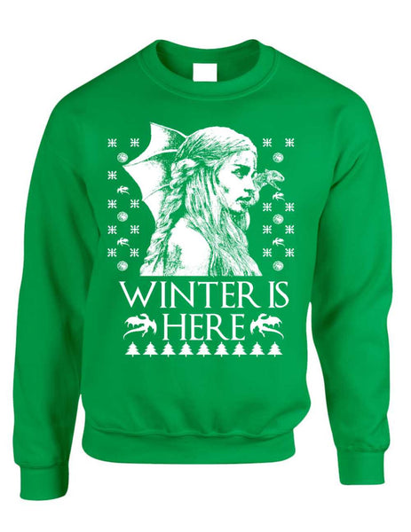 Adult Crewneck Winter Is Here Ugly Christmas Sweater Khalessi Top