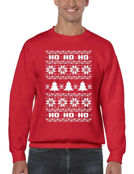 HO HO HO Men's Crewneck Sweatshirt Ugly Christmas Sweater - ALLNTRENDSHOP