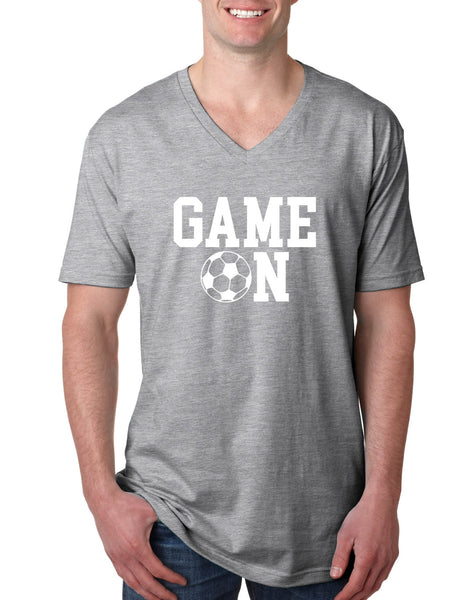 Men's V Shirt Game On Soccer Tee Shirt Team Gift Love Sport Fans Tee