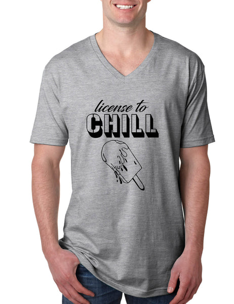 Men's V Shirt License To Chill Funny Vacation Tee Cool Summer Shirt