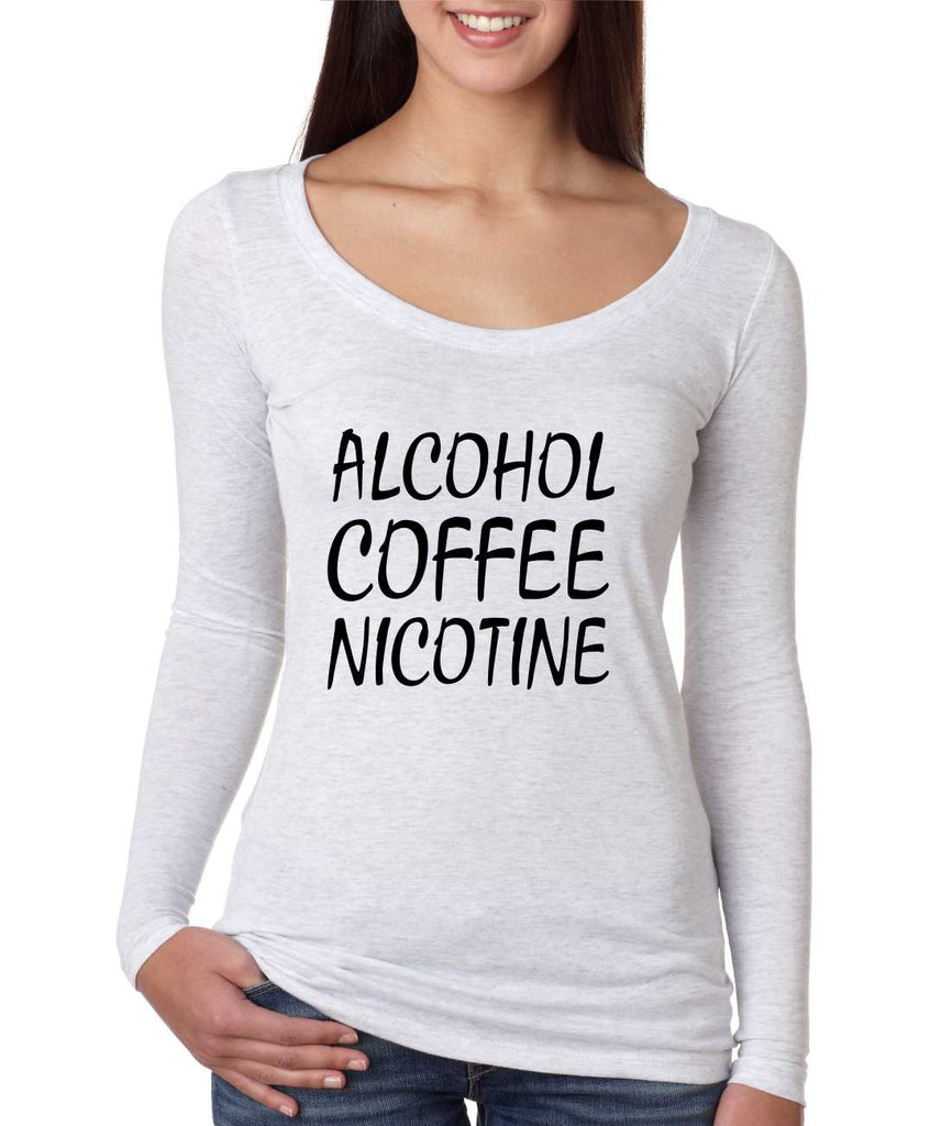 Women's Shirt Alcohol Coffee Nicotine Humor Funny - ALLNTRENDSHOP - 1