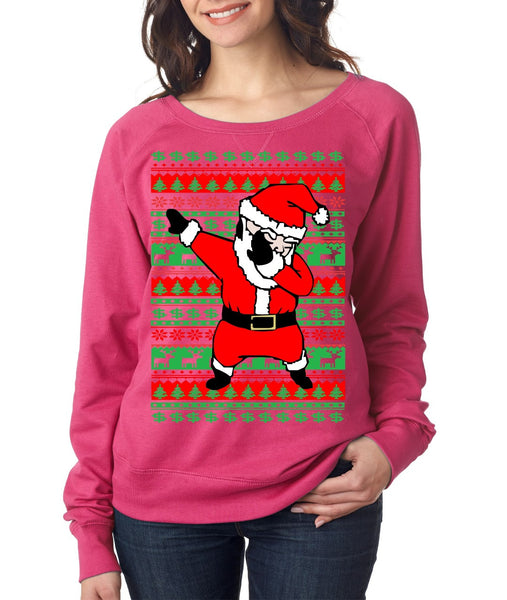 Dabbing santa ugly christmas sweater Women long sleeve shirt - ALLNTRENDSHOP