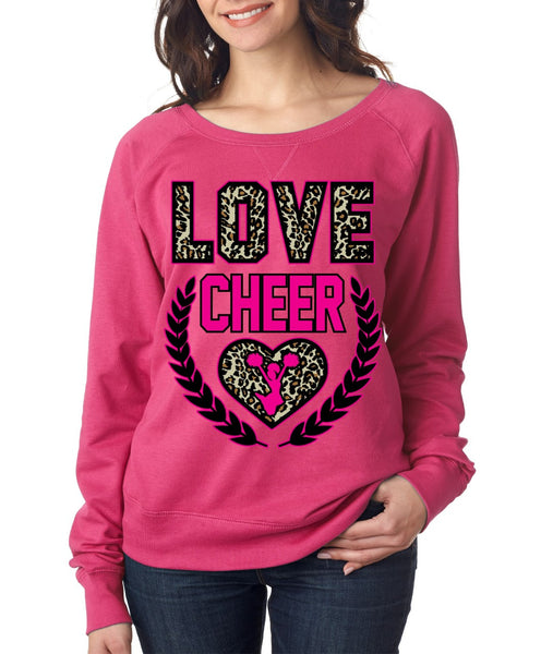 Love Cheer Leopard Womens long sleeve Pullover - ALLNTRENDSHOP - 2
