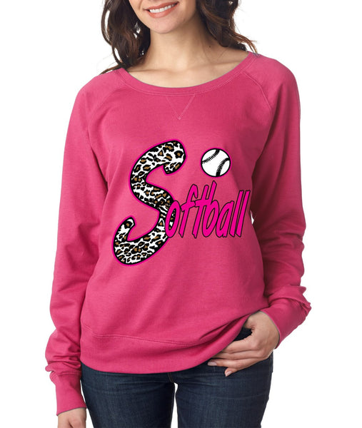 Softball White Leopard cheetah women`s long sleeve Pullover - ALLNTRENDSHOP - 2