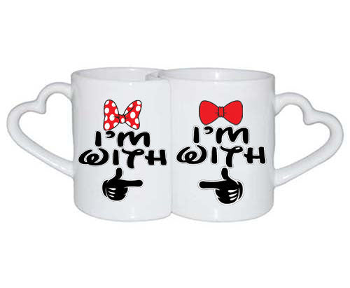 Love Mugs Im with him Im with her Couples Black mickey hands - ALLNTRENDSHOP