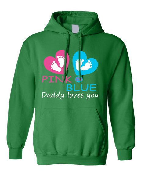 Men's Hoodie Pink Or Blue Daddy Loves You Gender Reveal Shower
