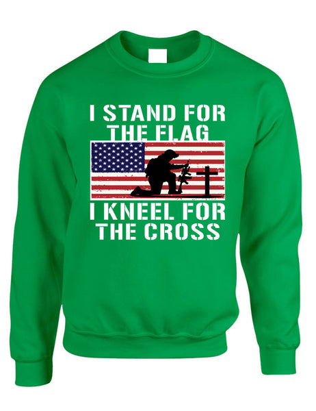 Men's Sweatshirt Stand For The Flag Kneel For The Cross Christian USA