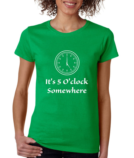 Women's T Shirt It's 5 O'clock Somewhere Drinking Beer Party Tee - ALLNTRENDSHOP - 3