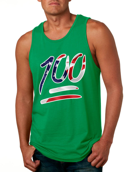 Men's Tank Top 100 Emoji USA Flag Trendy 4TH Of July Top Party Tee