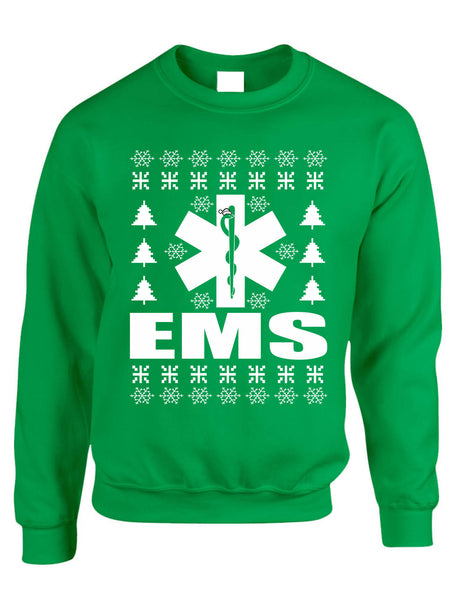 Adult Sweatshirt EMS Ugly Christmas Medical Service Holiday Xmas Gift