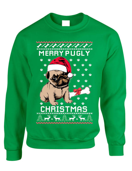 Ugly Xmas Sweatshirt Merry Pugly Christmas Xmas Adult Sweatshirt