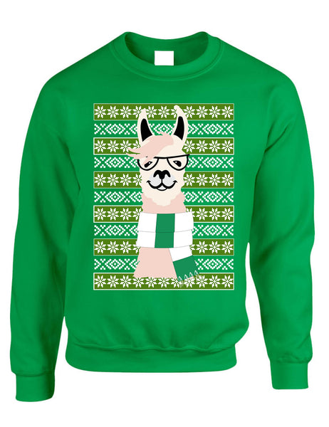 Adult Sweatshirt Nerd Llama Ugly Christmas Fun Cute Animal Fans Gift