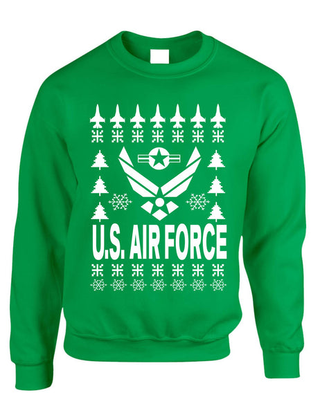 Adult Sweatshirt Air Force Ugly Christmas Sweater Party Holiday Gift