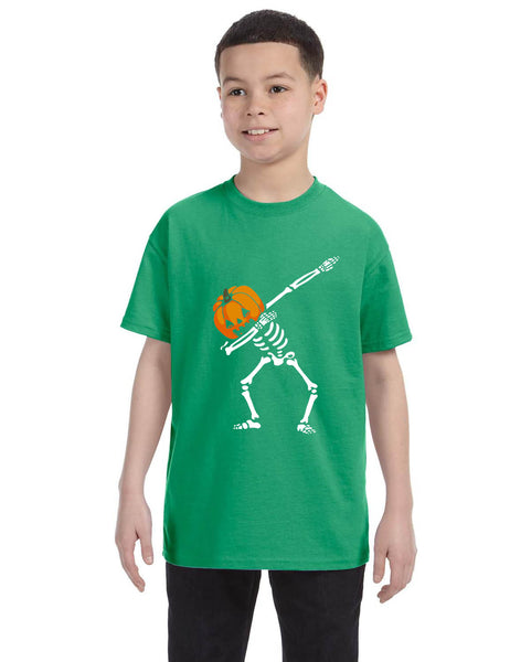 Kids Youth T Shirt Dabbing Pumpkin Cute Halloween Dab Skeleton Scary