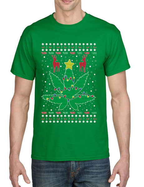 Men's T Shirt Ugly Christmas Weed Shirt Smoke Clothing