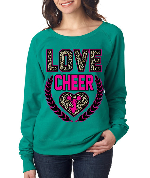 Love Cheer Leopard Womens long sleeve Pullover - ALLNTRENDSHOP - 3