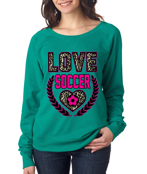 Love Soccer Leopard Womens long sleeve Pullover - ALLNTRENDSHOP - 5