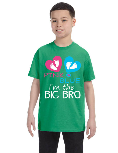 Kids Youth T Shirt Pink Or Blue Im The Big Bro New Brother Reveal Tee