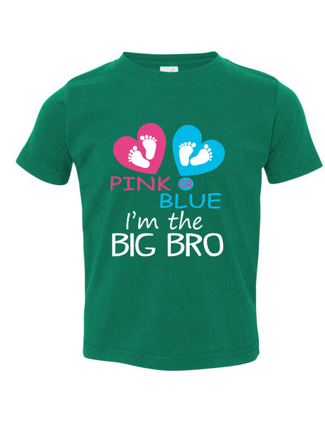 Toddler T Shirt Pink Or Blue I'm The Big Bro Reveal New Born Brother
