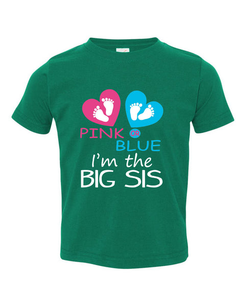 Toddler T Shirt Pink Or Blue I'm The Big Sis Reveal New Born Sister