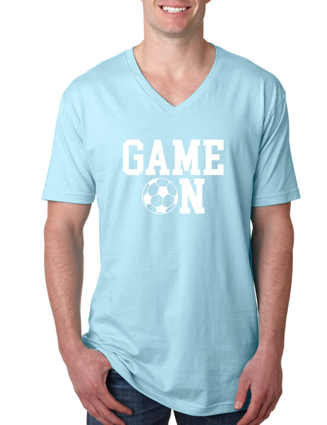 Men's V Shirt Game On Soccer Tee Shirt Team Gift Love Sport Fans Tee