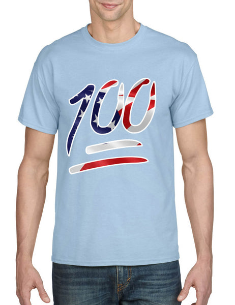 Men's T Shirt 100 Emoji USA Flag Trendy 4TH Of July Top Party Tee