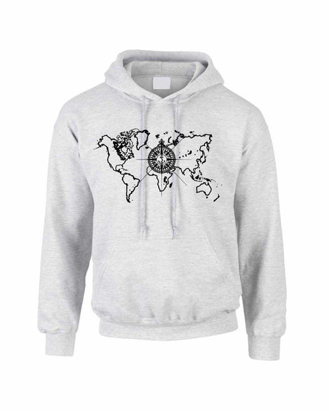 Adult Hoodie World Map Compass Cool Stuff Trendy Top - ALLNTRENDSHOP - 2