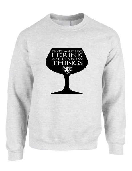 Adult Crewneck That's What I Do I Drink And Know Things Wing Glass Tyrion Lannister Game Of Thrones Inspired Top - ALLNTRENDSHOP