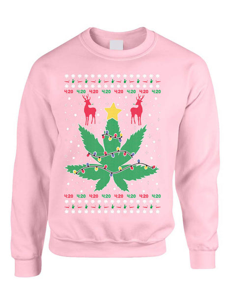 Adult Sweatshirt Ugly Christmas Weed Tree