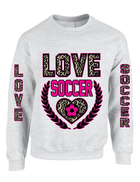Love Soccer Leopard womens Sweatshirts - ALLNTRENDSHOP - 1