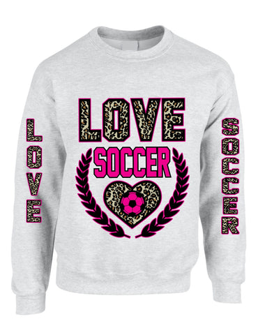 Love Soccer Leopard womens Sweatshirts - ALLNTRENDSHOP - 1