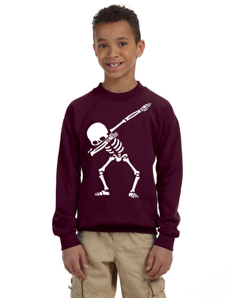 Kids Youth Sweatshirt Dabbing Skeleton Cool Hip Hop Dab Skull Gift