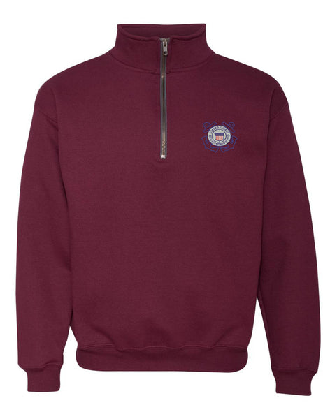 Adult Zip Collar Sweatshirt USCG Embroidered Coast Guard Top America