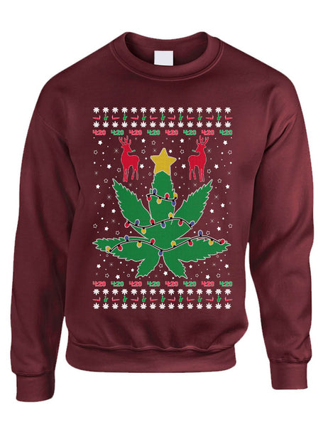 Adult Sweatshirt Ugly Christmas Weed Tree