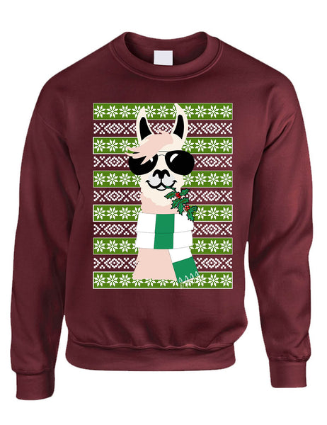 Adult Sweatshirt Cool Llama Ugly Christmas Fun Cute Animal Lover Gift