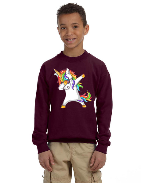 Kids Youth Sweatshirt Dabbing Unicorn Cute Rainbow Girly Dab Dance