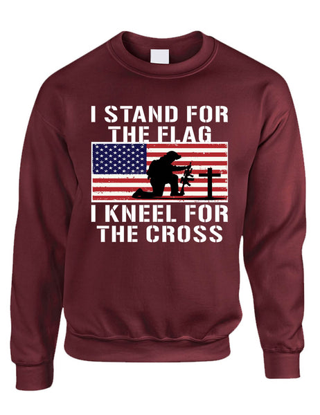 Men's Sweatshirt Stand For The Flag Kneel For The Cross Christian USA