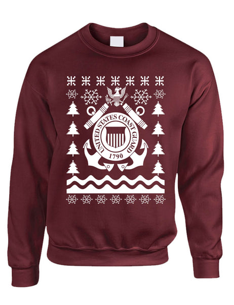Adult Sweatshirt Coast Guard Ugly Christmas USCG Holiday Xmas Gift