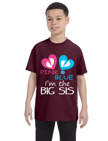 Kids Youth T Shirt Pink Or Blue Im The Big Sis New Born Gender Reveal