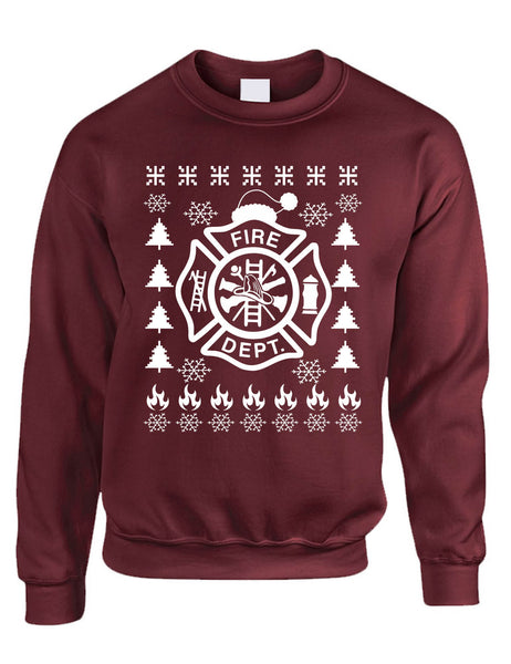 Adult Sweatshirt Fire Dept Ugly Christmas Firefighter Xmas Gift Idea