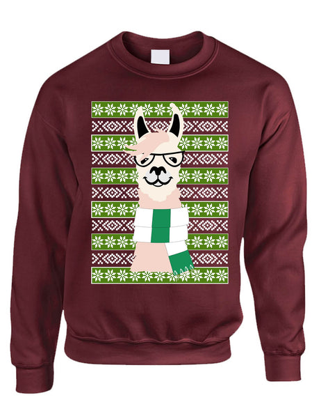 Adult Sweatshirt Nerd Llama Ugly Christmas Fun Cute Animal Fans Gift