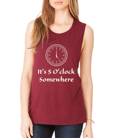 Women's Flowy Muscle Top It's 5 O'clock Somewhere Party Top - ALLNTRENDSHOP - 1