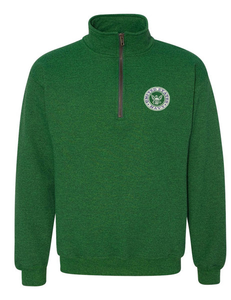 Adult Zip Collar Sweatshirt US Navy Embroidered USA Army Soldier Gift
