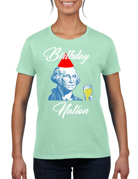 Women's T Shirt Birthday Nation Trendy 4th Of July USA Party Tee