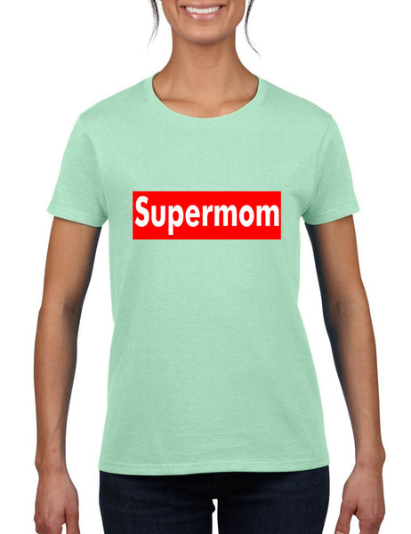 Women's T Shirt Super Mom Graphic Mothers Day Gift Best Mommy Tee