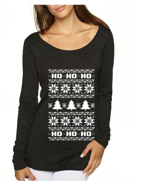 HO HO HO Women's Shirt Ugly Christmas Sweater - ALLNTRENDSHOP